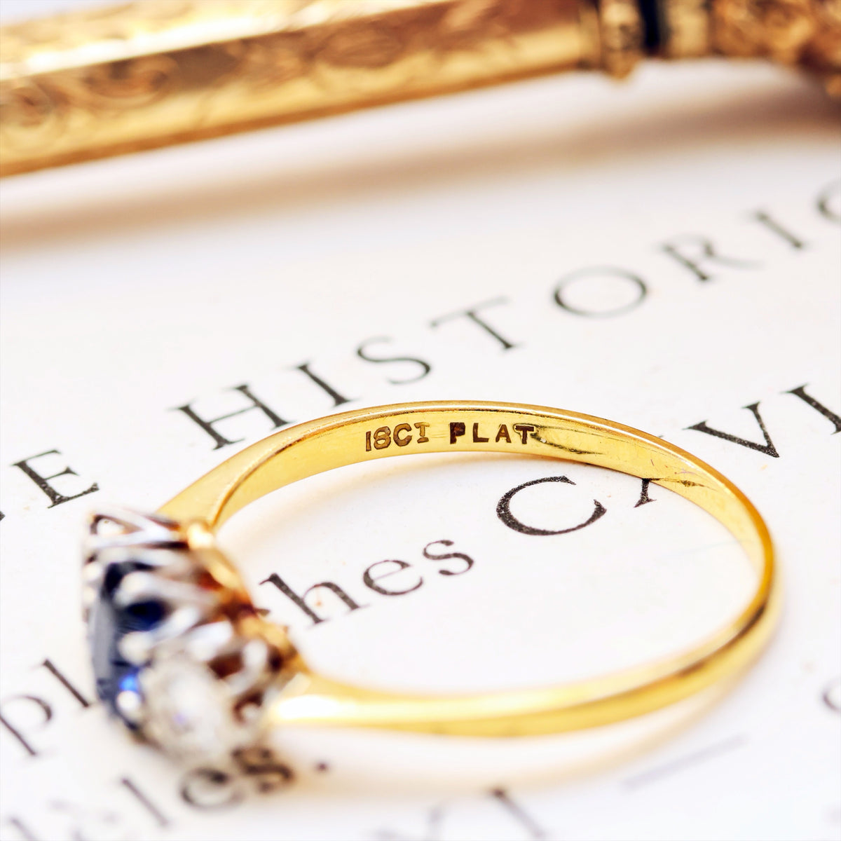 Darling One! Vintage Sapphire & Diamond Trilogy Engagement Ring