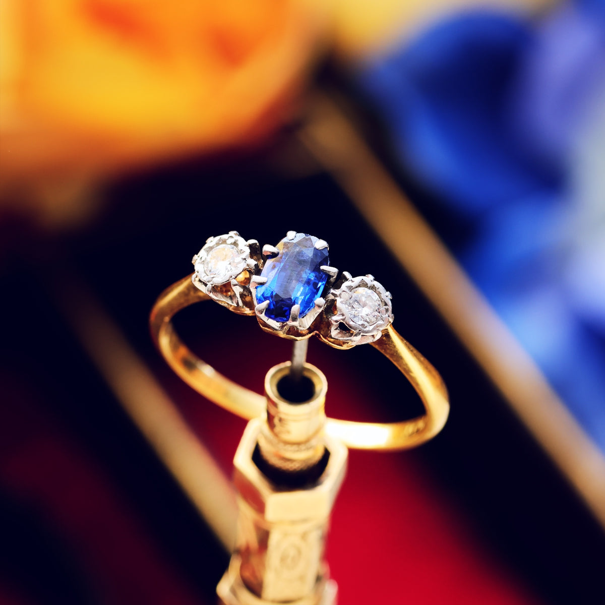 Darling One! Vintage Sapphire & Diamond Trilogy Engagement Ring