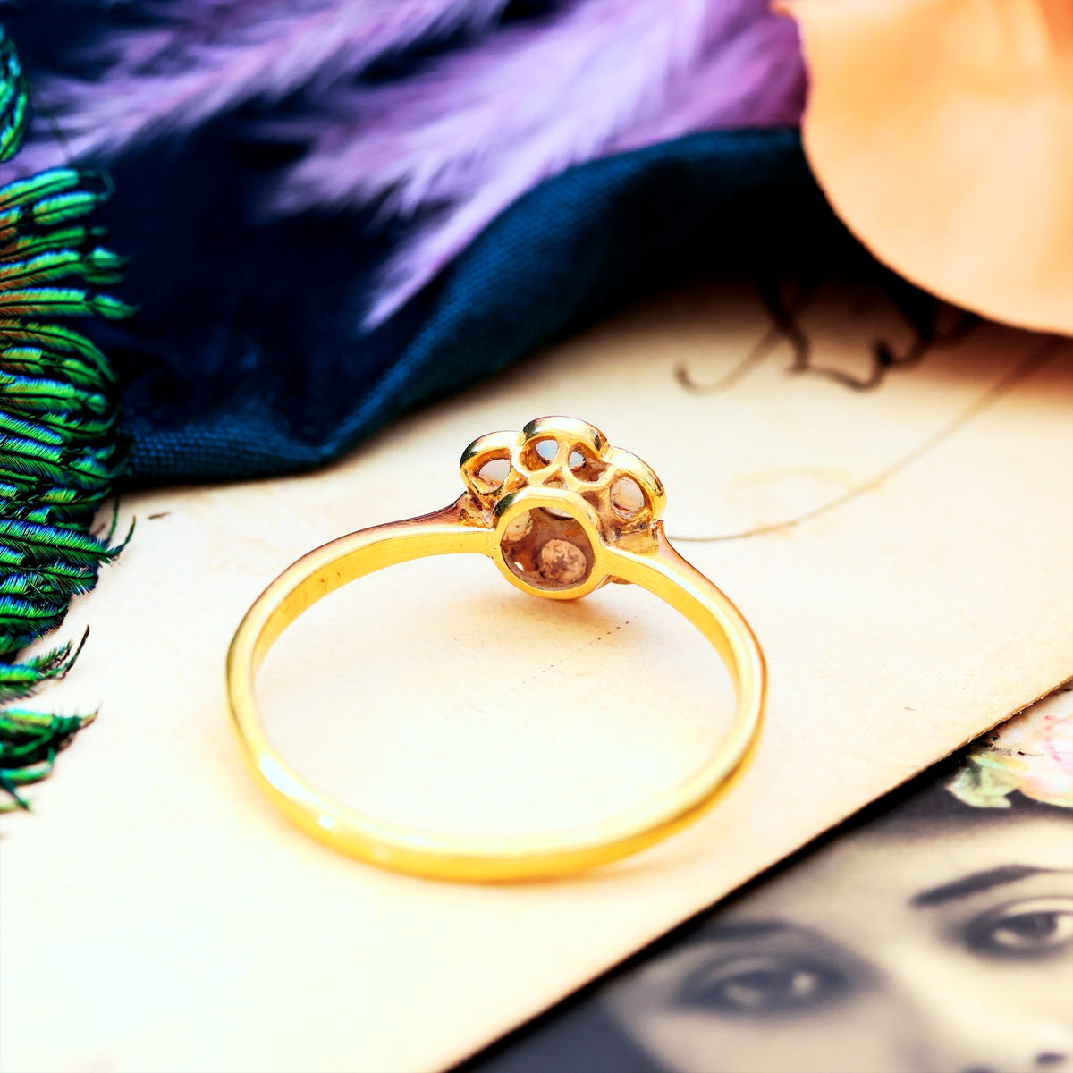 Vintage Romance! Crystal Opal & Diamond Daisy Ring