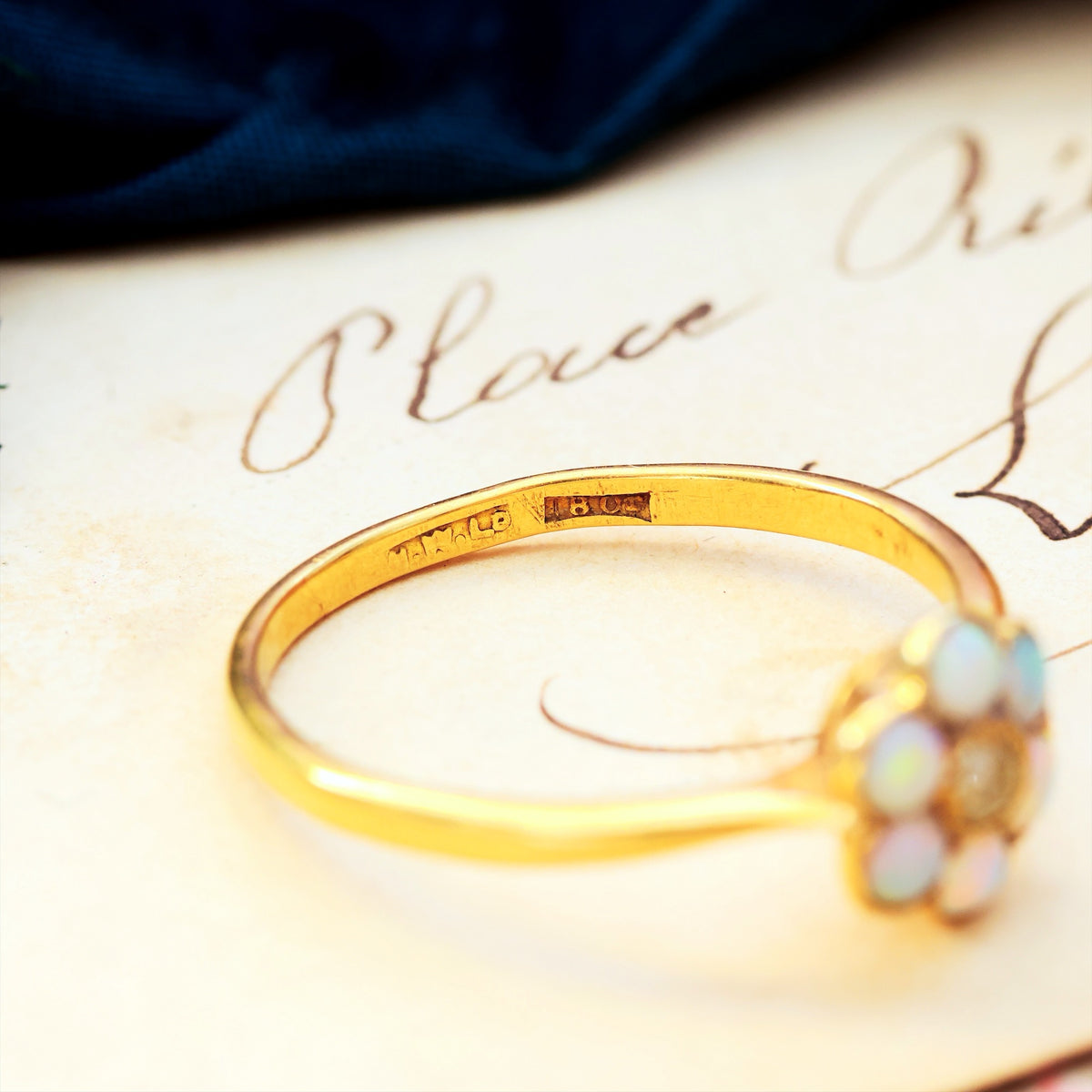 Vintage Romance! Crystal Opal & Diamond Daisy Ring