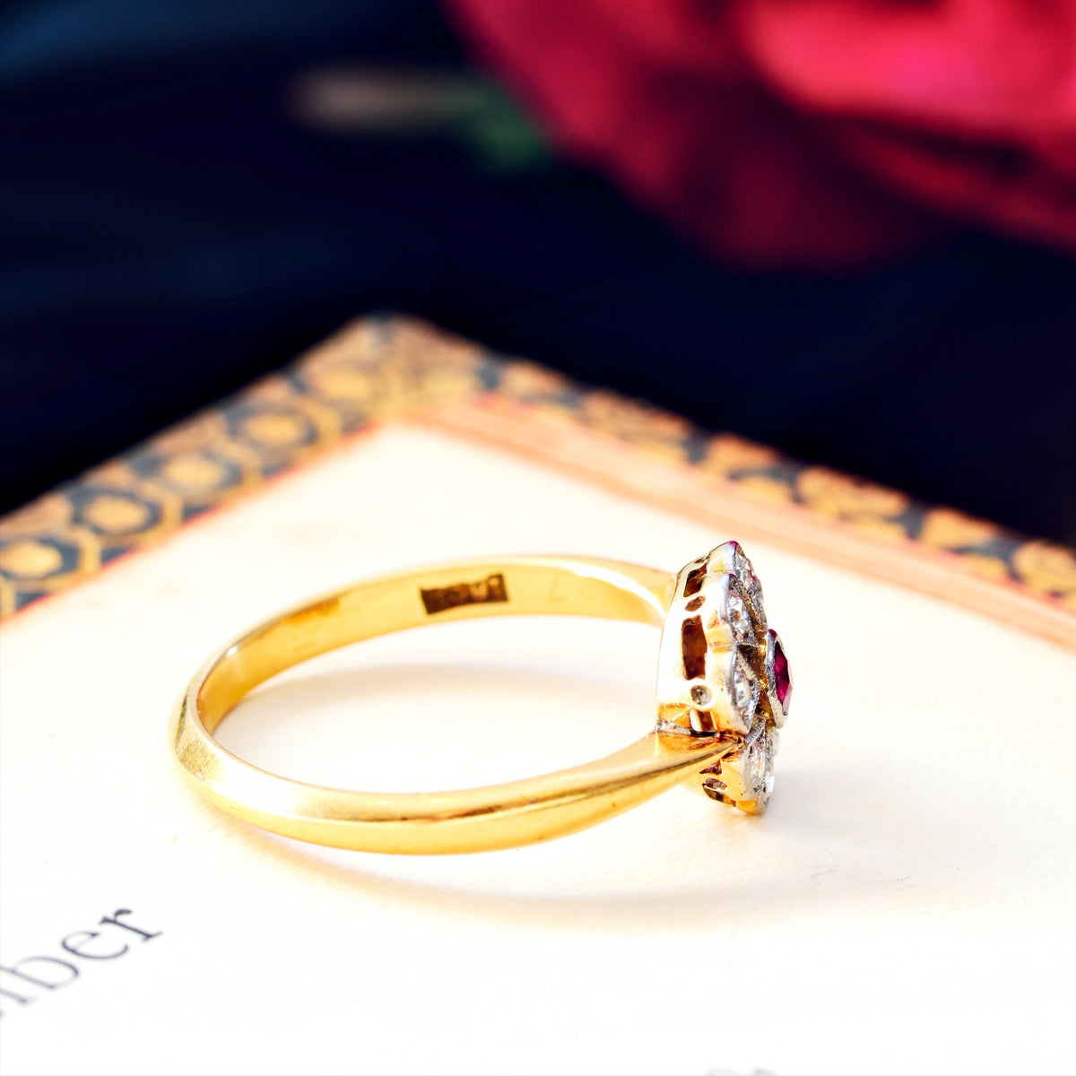Vintage Ruby & Diamond Floral Engagement Ring