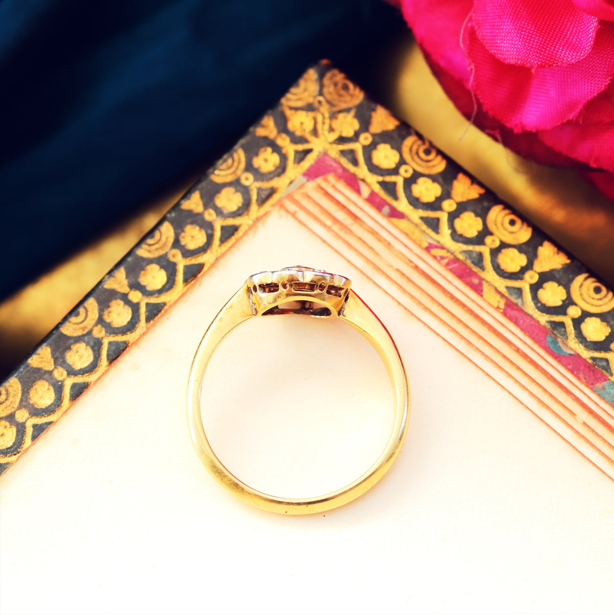 Vintage Ruby & Diamond Floral Engagement Ring