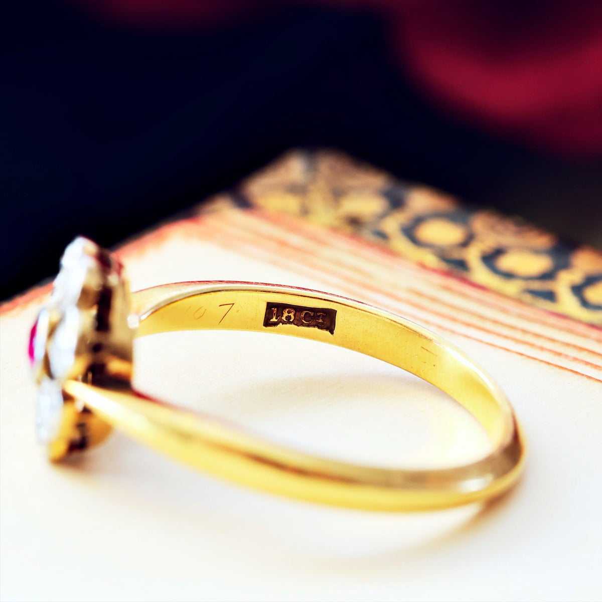 Vintage Ruby & Diamond Floral Engagement Ring
