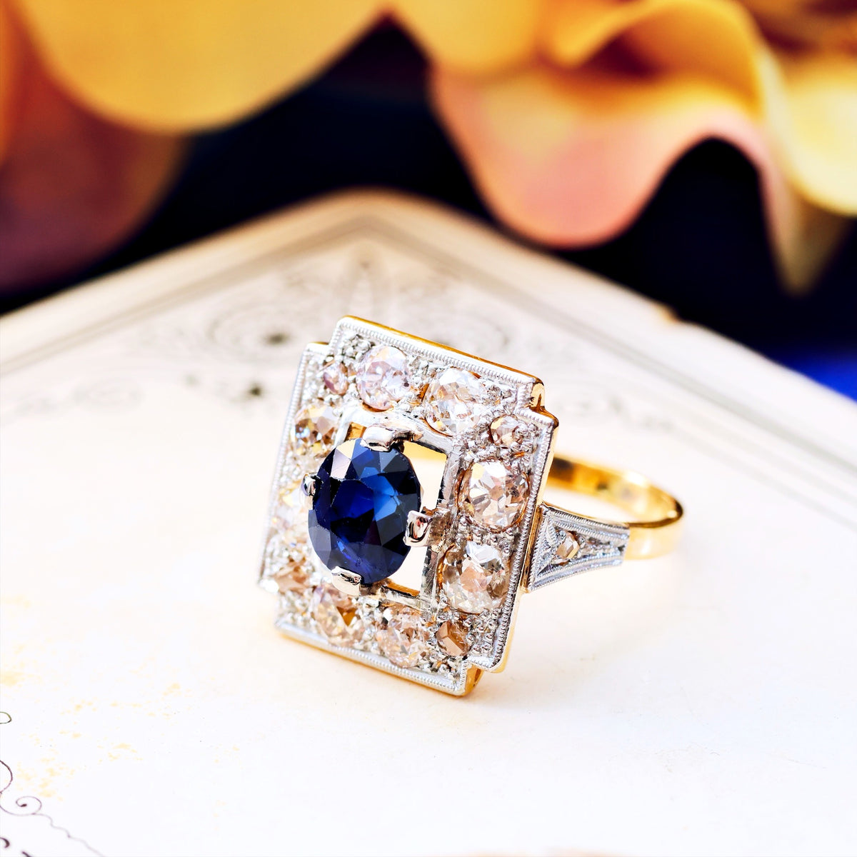 Spectacular Vintage Art Deco Sapphire & Diamond Ring