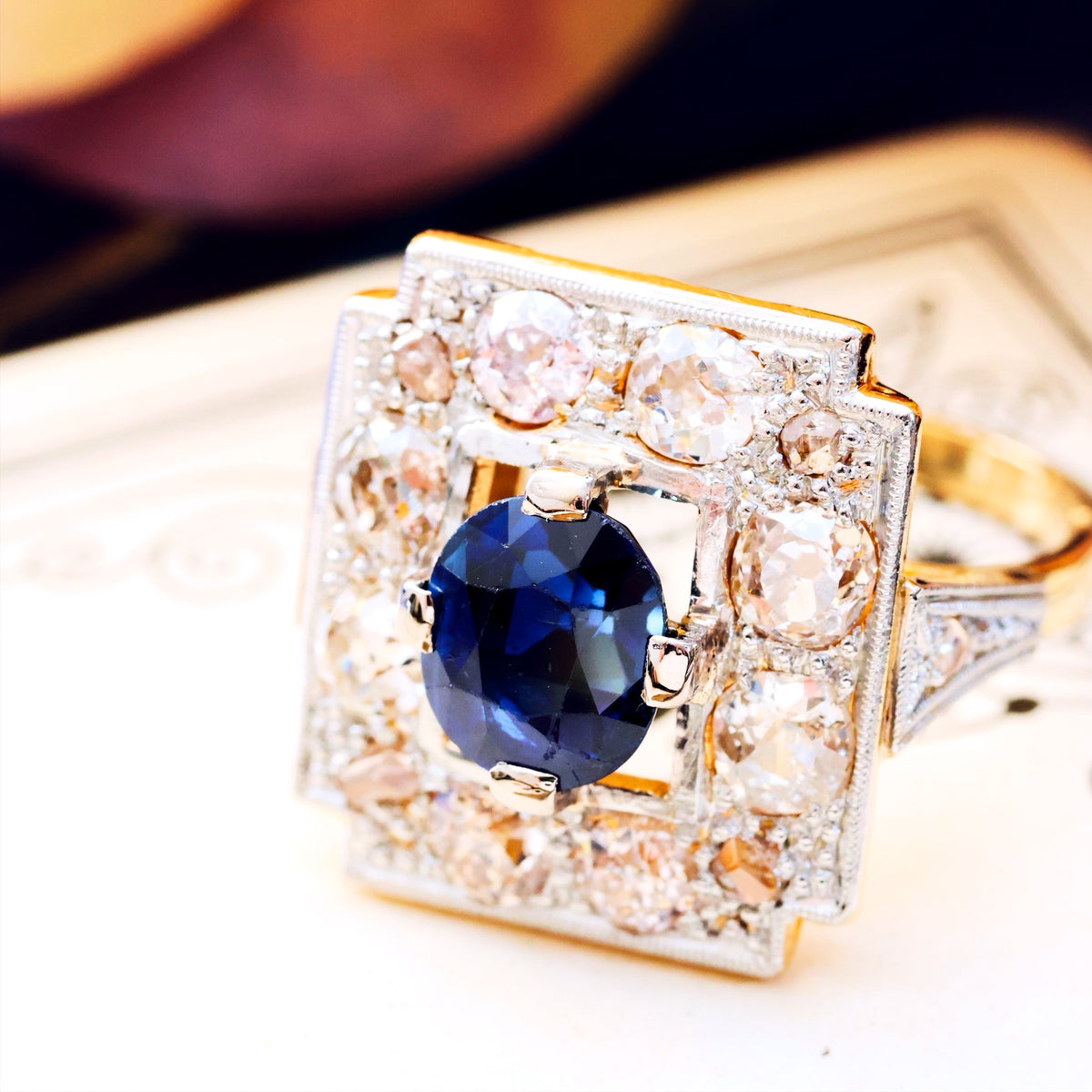Spectacular Vintage Art Deco Sapphire & Diamond Ring