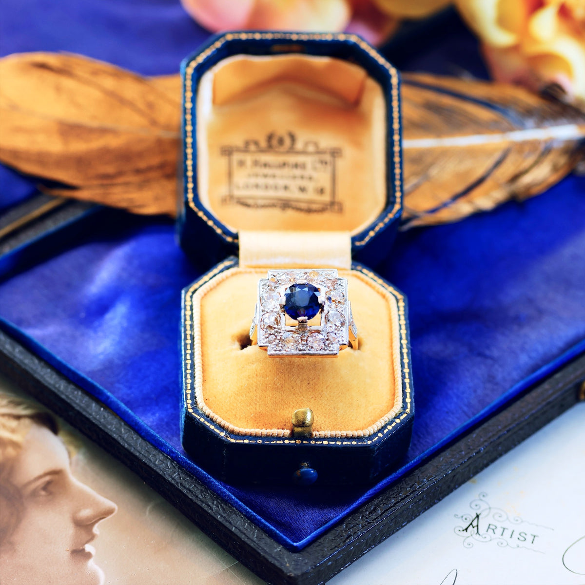 Spectacular Vintage Art Deco Sapphire & Diamond Ring