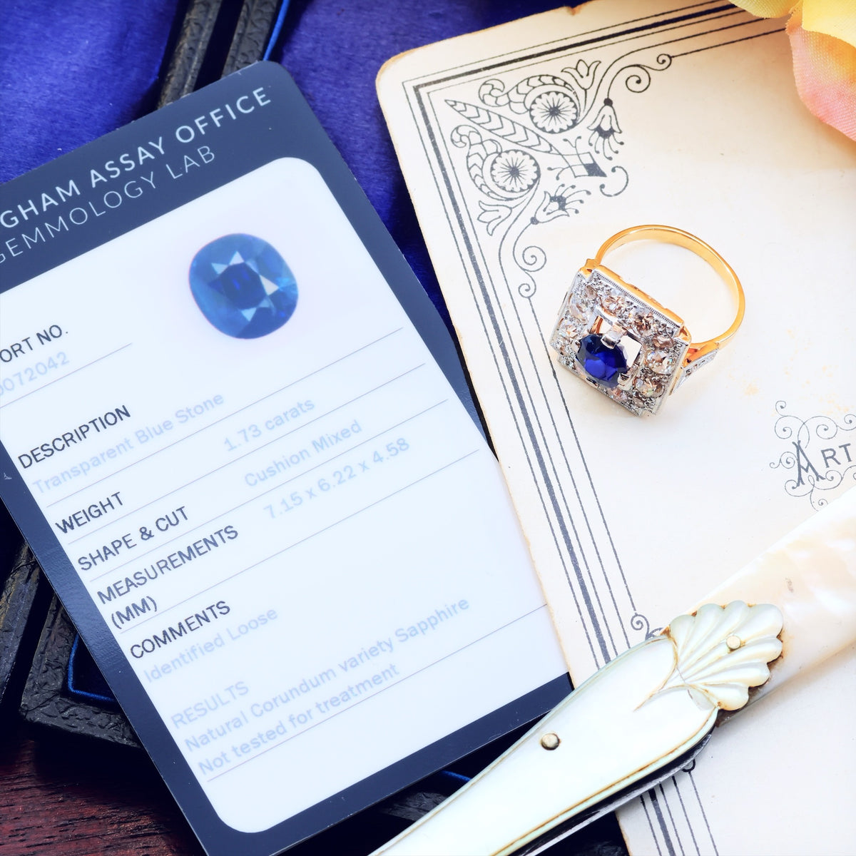 Spectacular Vintage Art Deco Sapphire & Diamond Ring