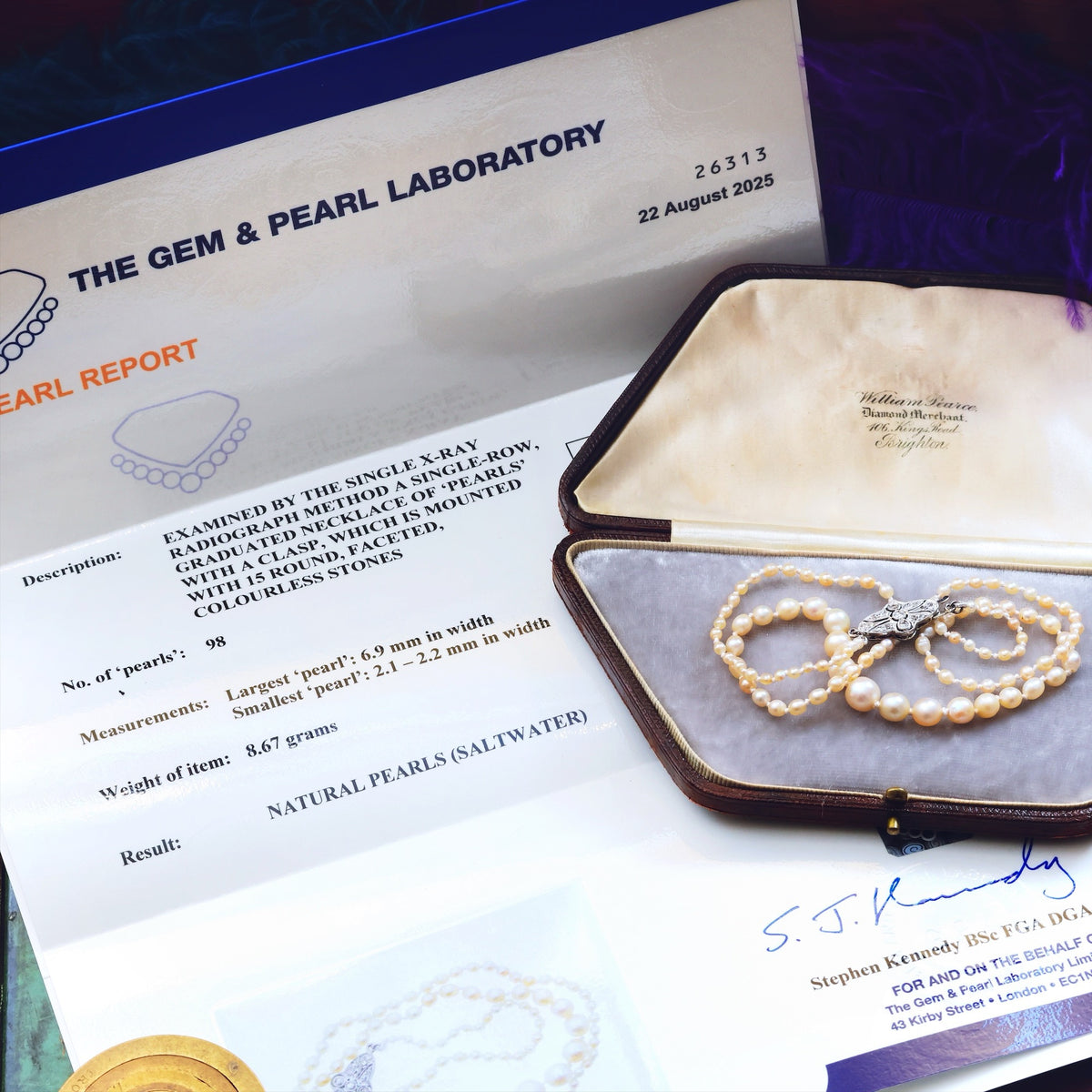 Certificated Antique Natural Saltwater Pearl Necklace