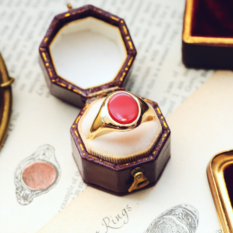 Vintage Carnelian 9ct Gold Signet Ring