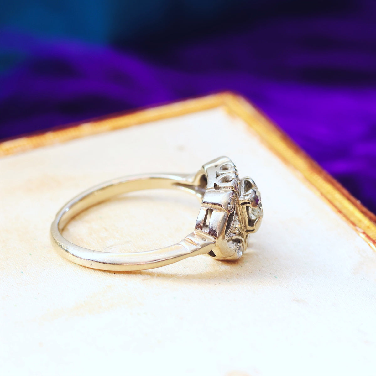 Vintage Art Deco Diamond Cluster Engagement Ring