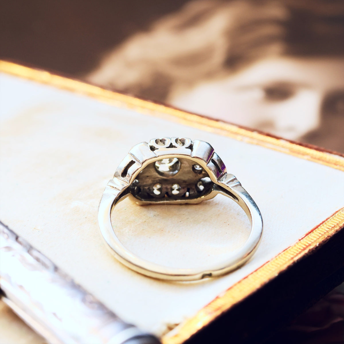 Vintage Art Deco Diamond Cluster Engagement Ring