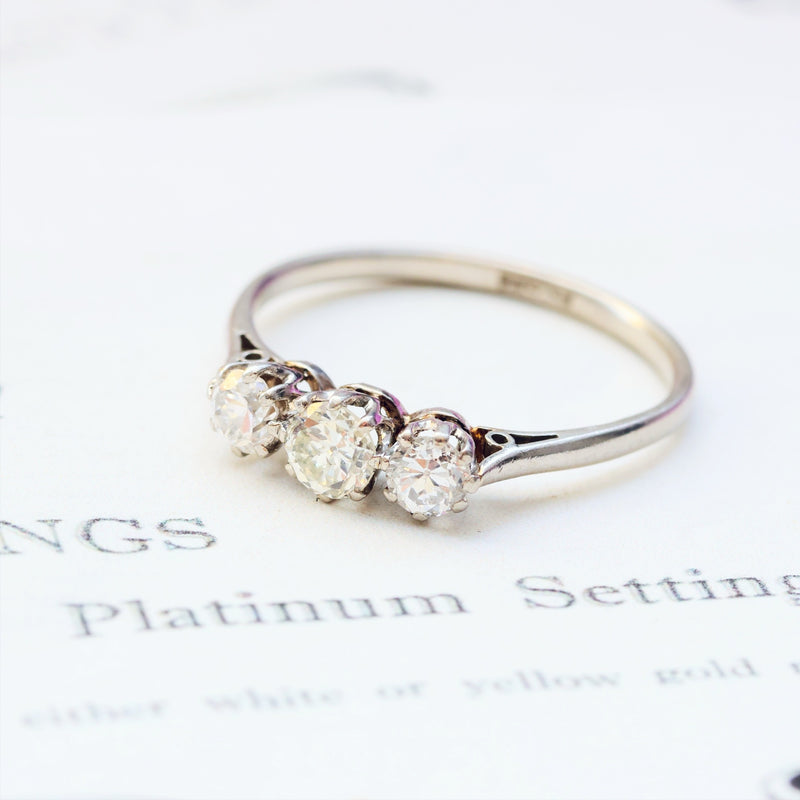 Vintage 1930's Platinum & Diamond Trilogy Engagement Ring