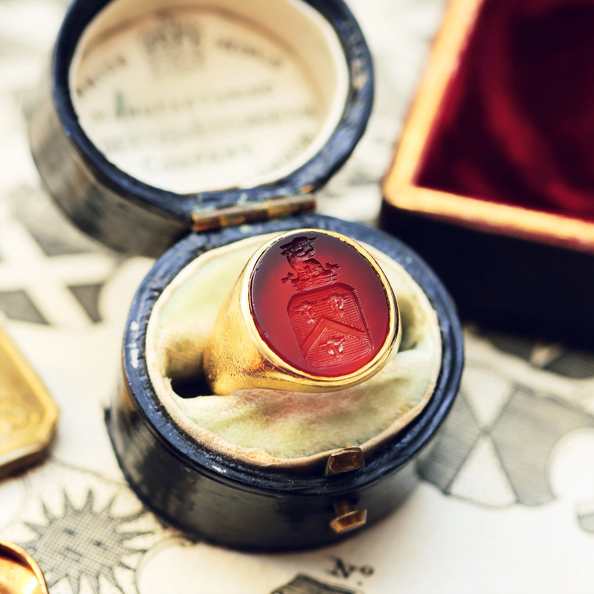 Vintage Russet Carnelian Intaglio Signet Seal Ring