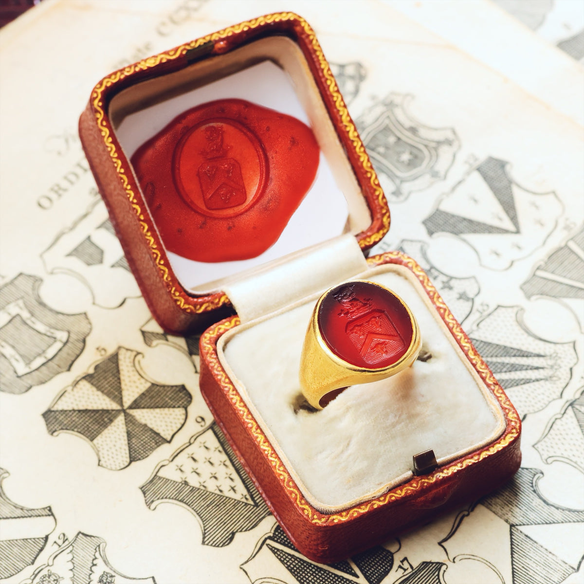 Vintage Russet Carnelian Intaglio Signet Seal Ring