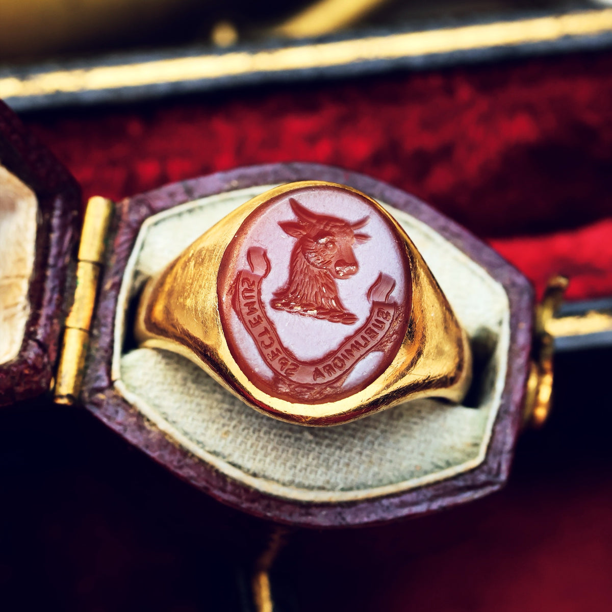 Date 1935 Sardonyx Intaglio Signet Seal Ring