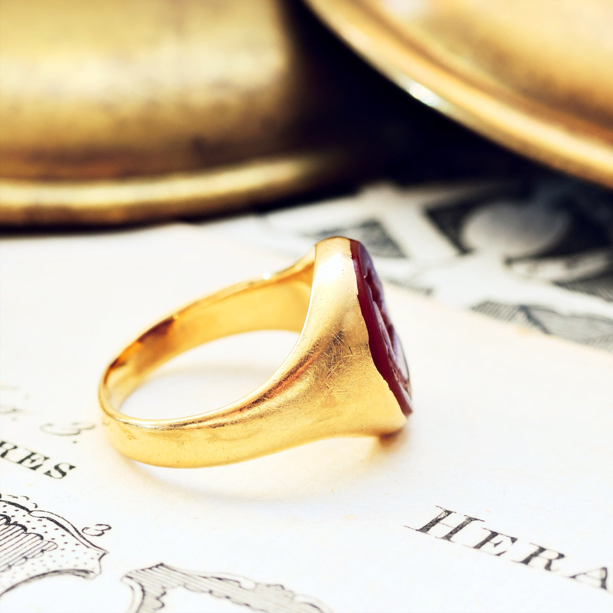 Date 1935 Sardonyx Intaglio Signet Seal Ring