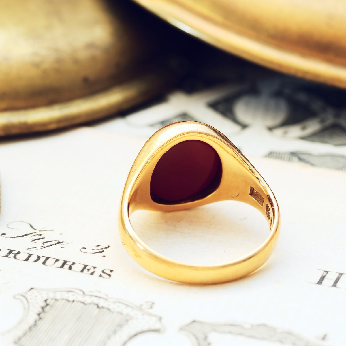 Date 1935 Sardonyx Intaglio Signet Seal Ring