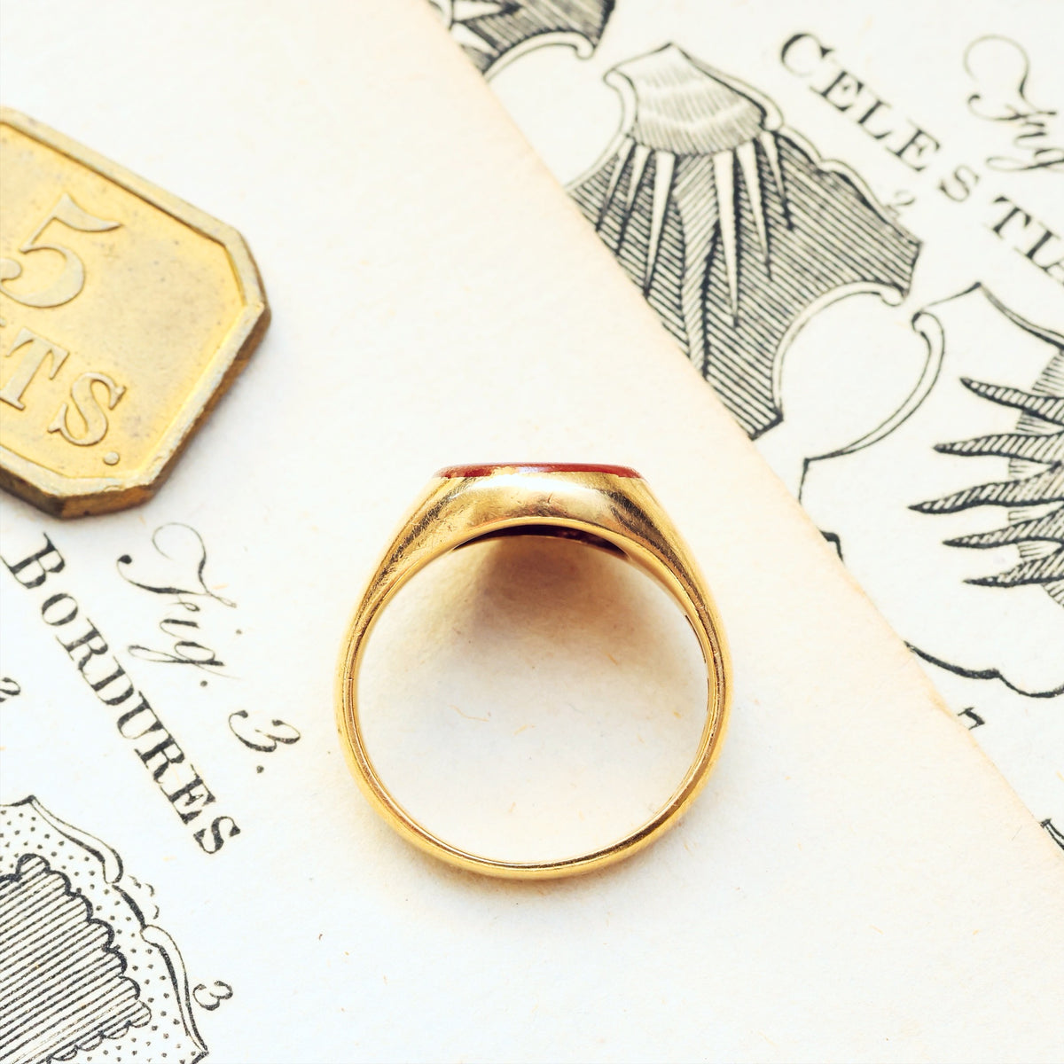 Date 1935 Sardonyx Intaglio Signet Seal Ring