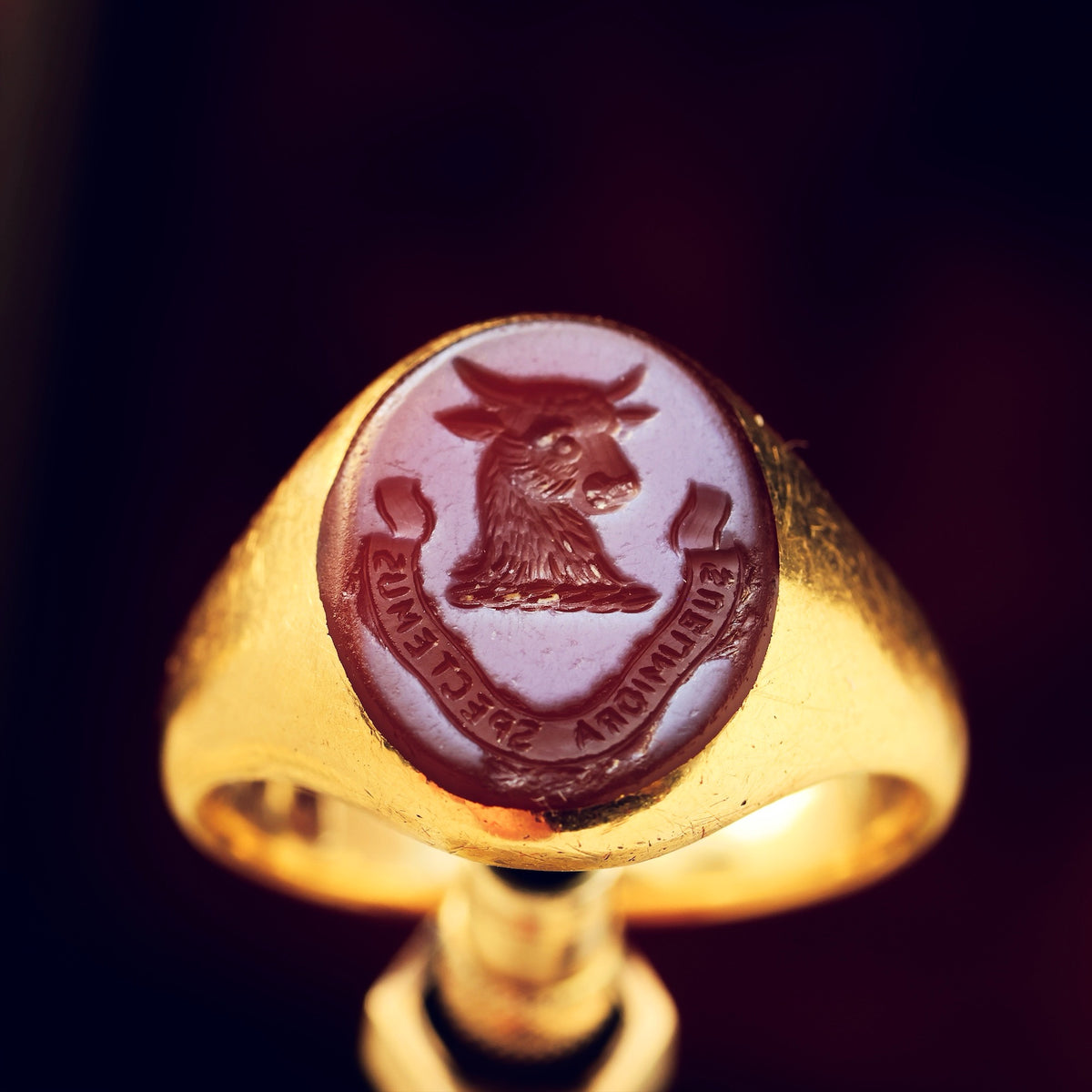 Date 1935 Sardonyx Intaglio Signet Seal Ring