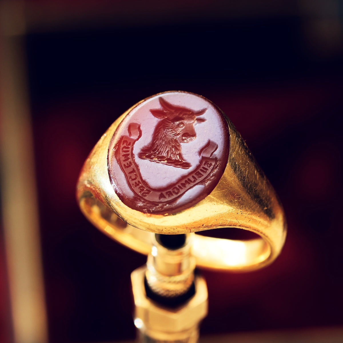 Date 1935 Sardonyx Intaglio Signet Seal Ring
