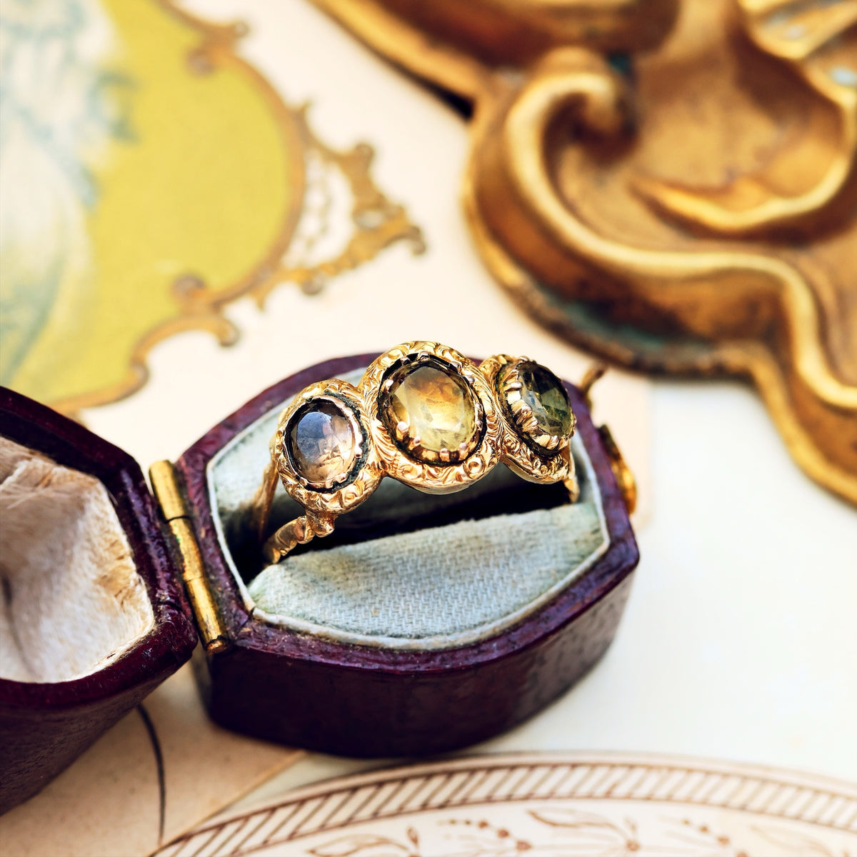 Antique Georgian Foiled Chrysoberyl Ring