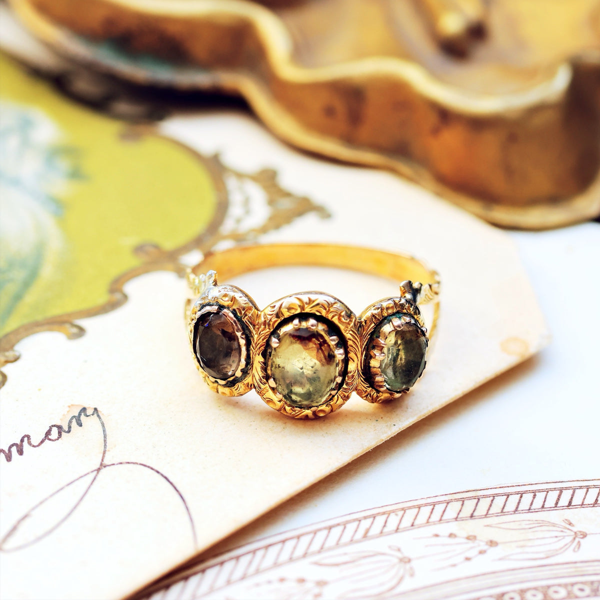 Antique Georgian Foiled Chrysoberyl Ring