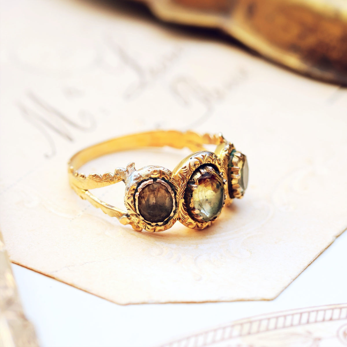 Antique Georgian Foiled Chrysoberyl Ring