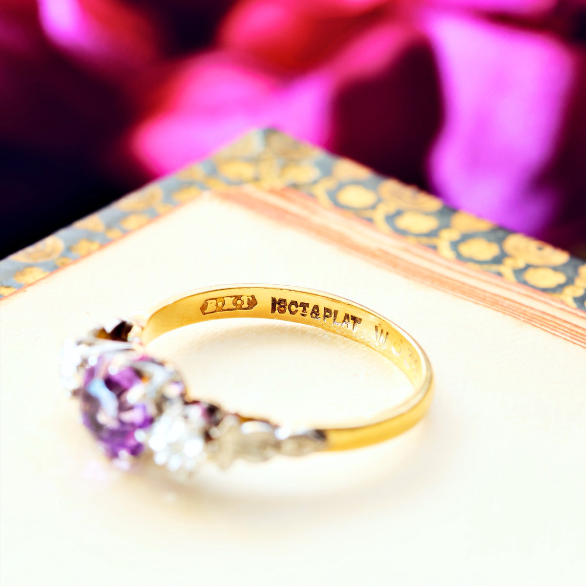 Sweet Vintage Amethyst & Diamond Engagement Ring