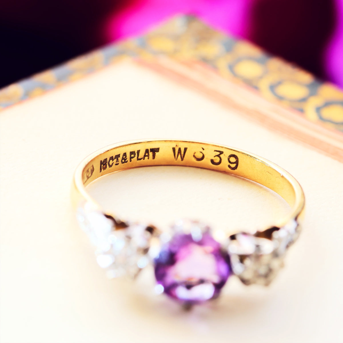 Sweet Vintage Amethyst & Diamond Engagement Ring