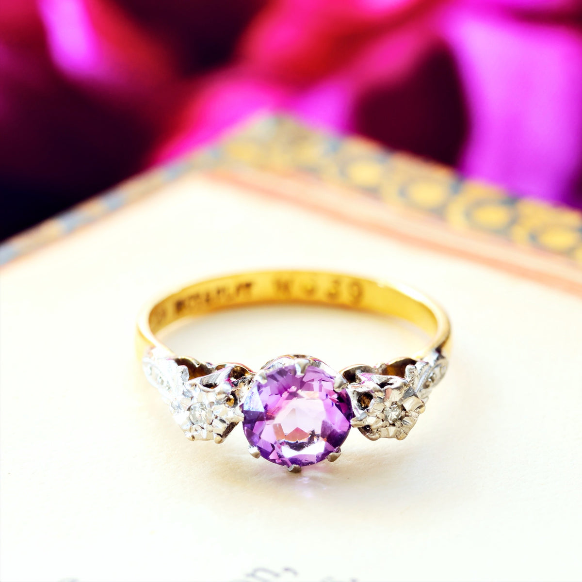 Vintage Amethyst & Diamond Engagement Ring