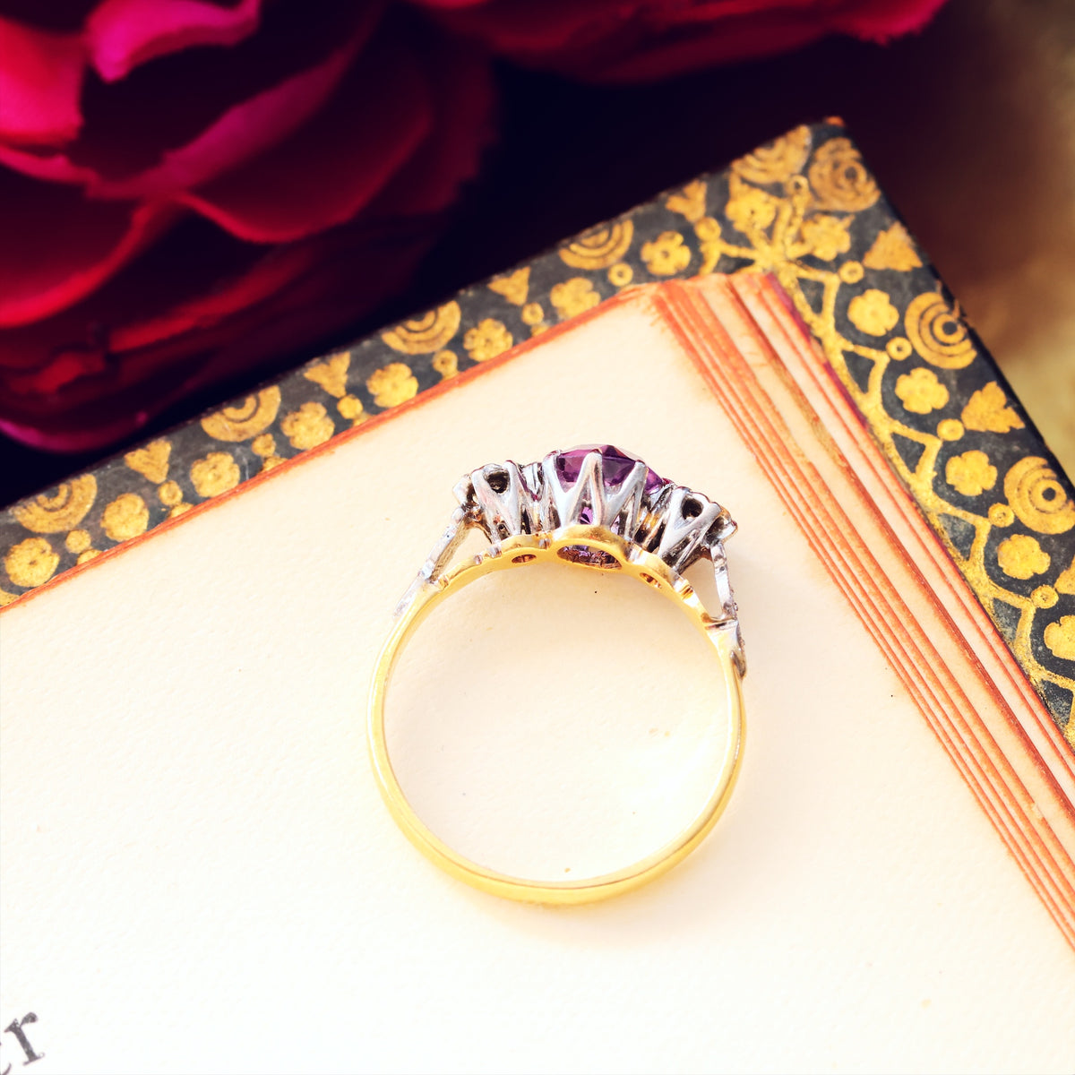 Sweet Vintage Amethyst & Diamond Engagement Ring