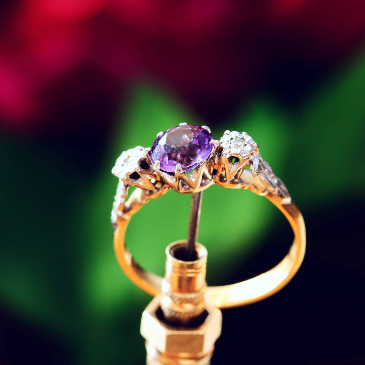 Sweet Vintage Amethyst & Diamond Engagement Ring