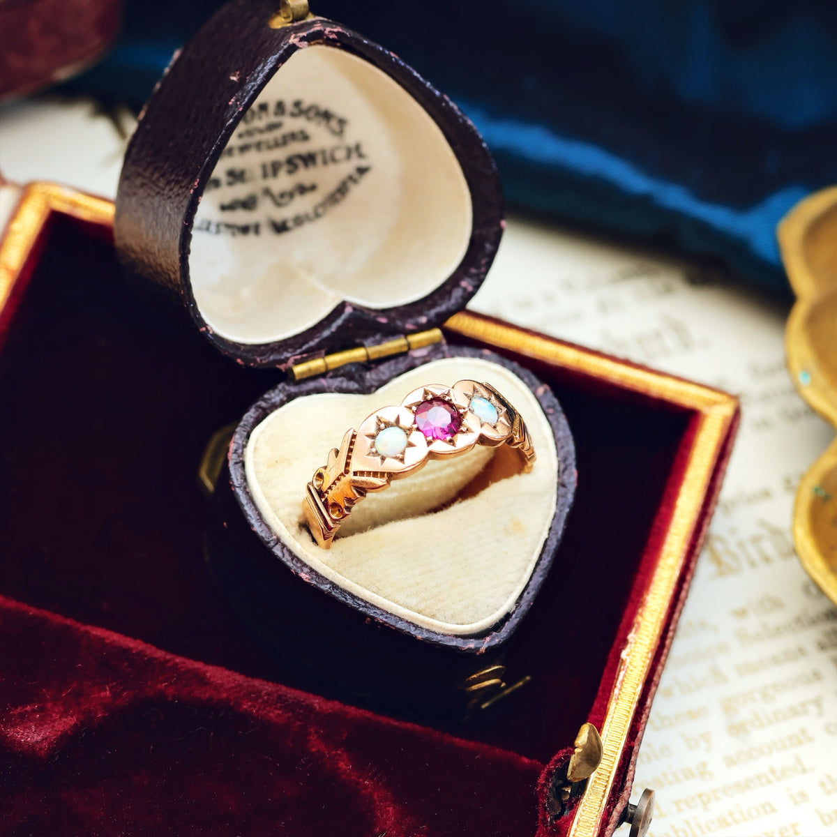 Antique Rose Gold Tourmaline & Opal Ring