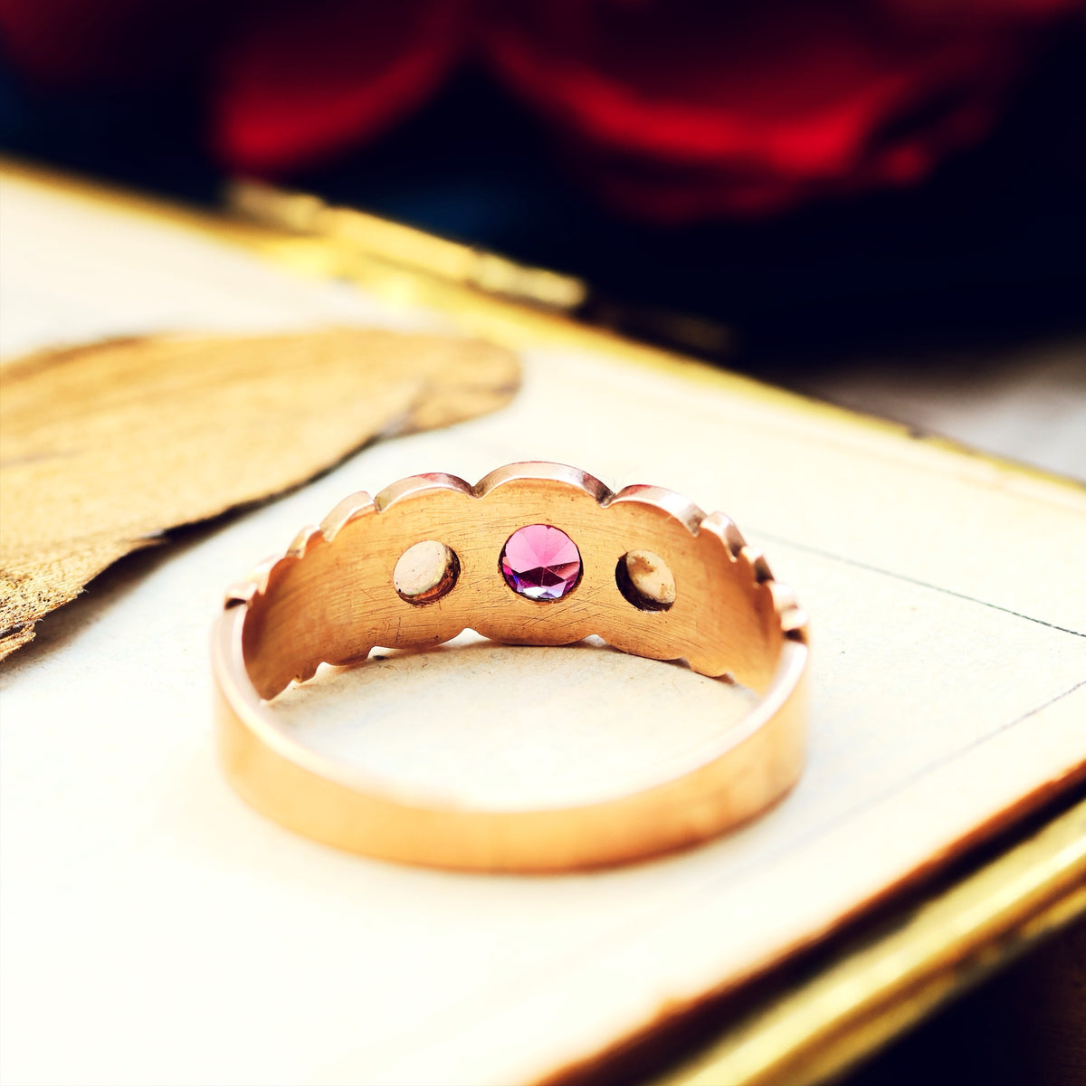 Antique Rose Gold Tourmaline & Opal Ring