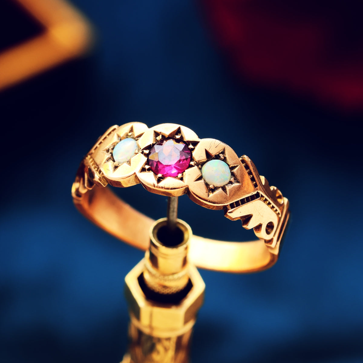 Antique Rose Gold Tourmaline & Opal Ring