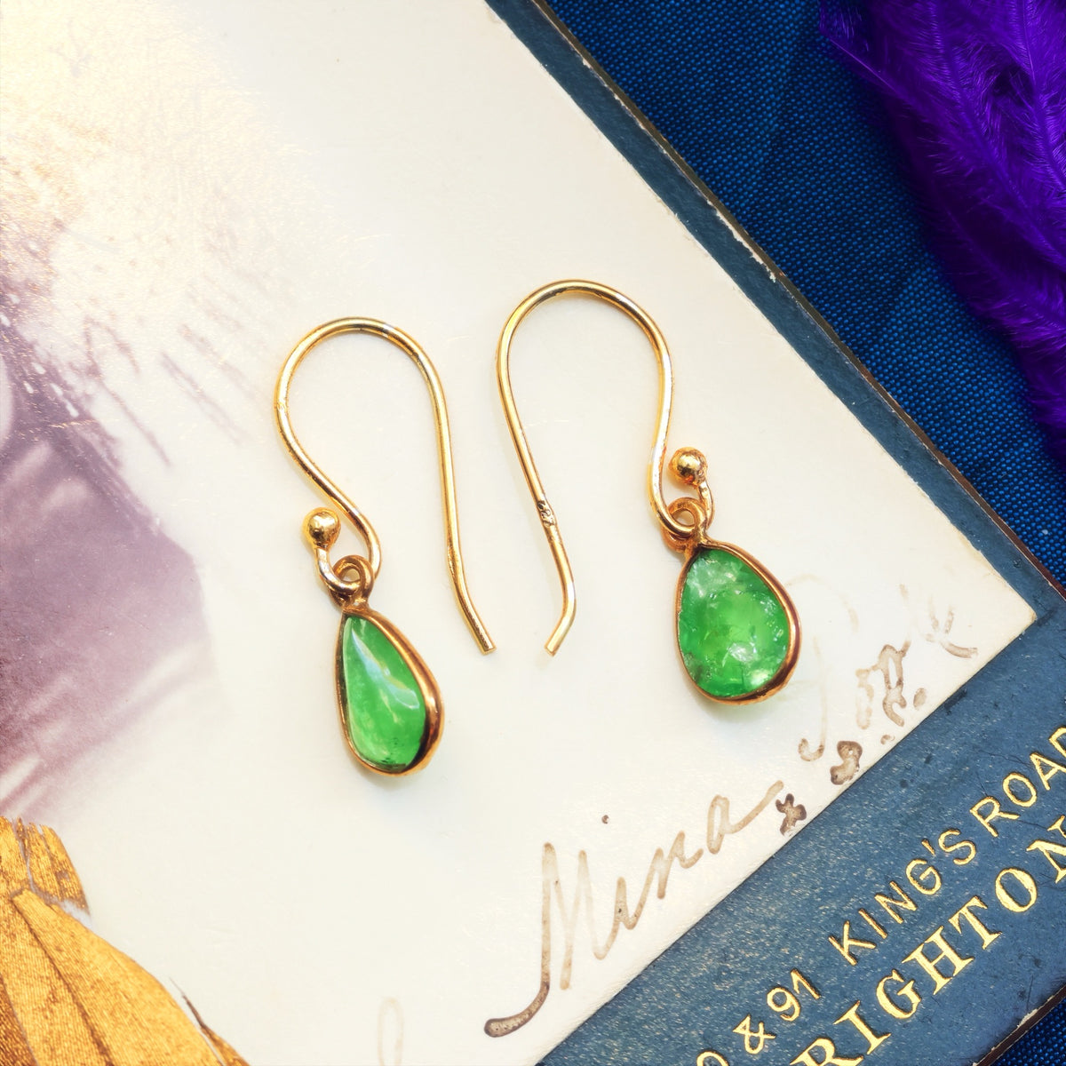 Enchanting Vintage Emerald Drop Earrings