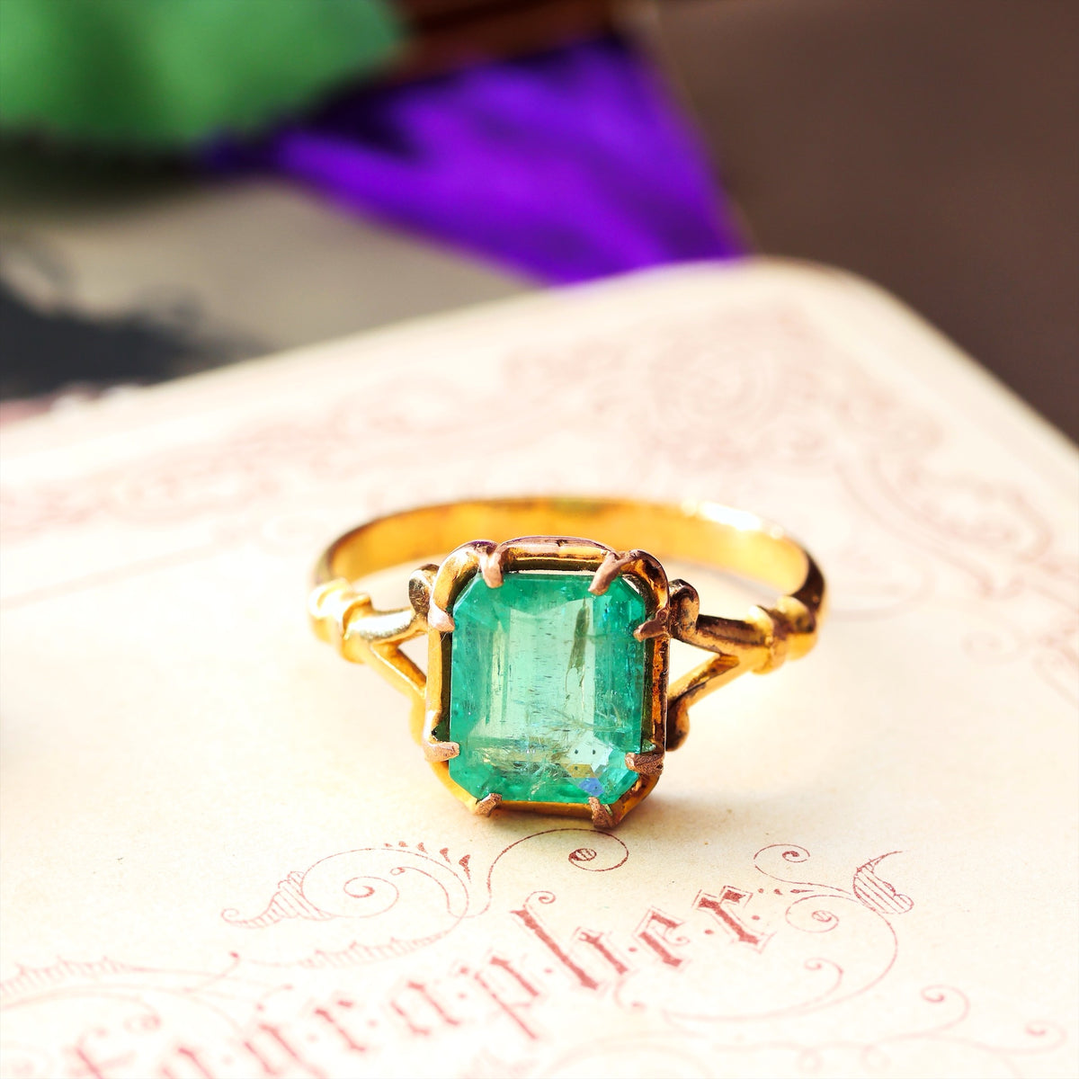 Vintage Emerald Solitaire Ring