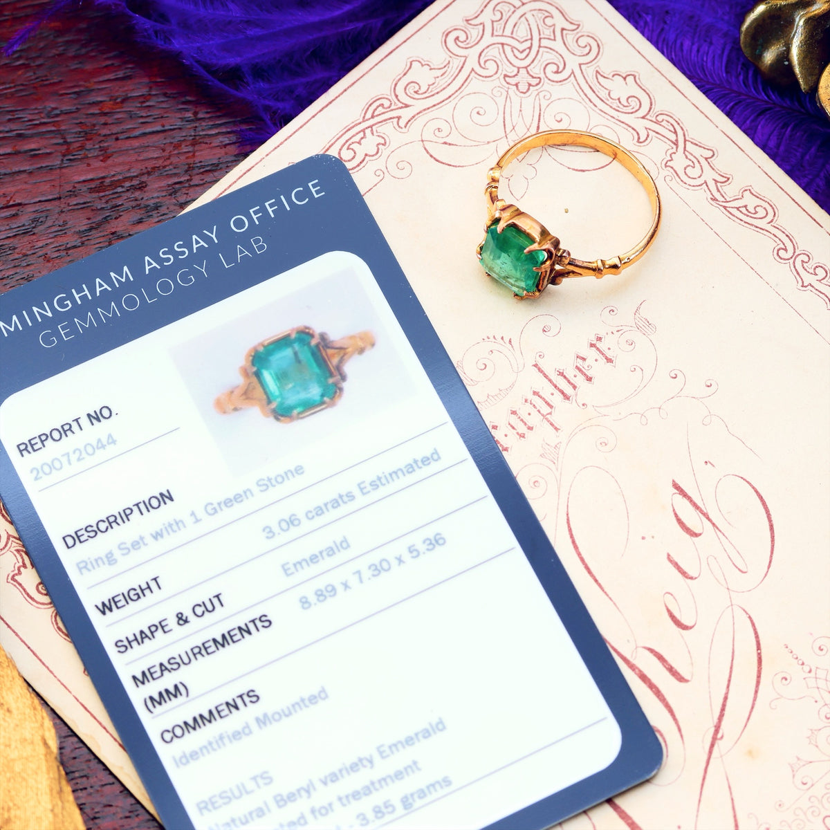 Unusual Vintage Hand Forged 18ct Gold Emerald Ring
