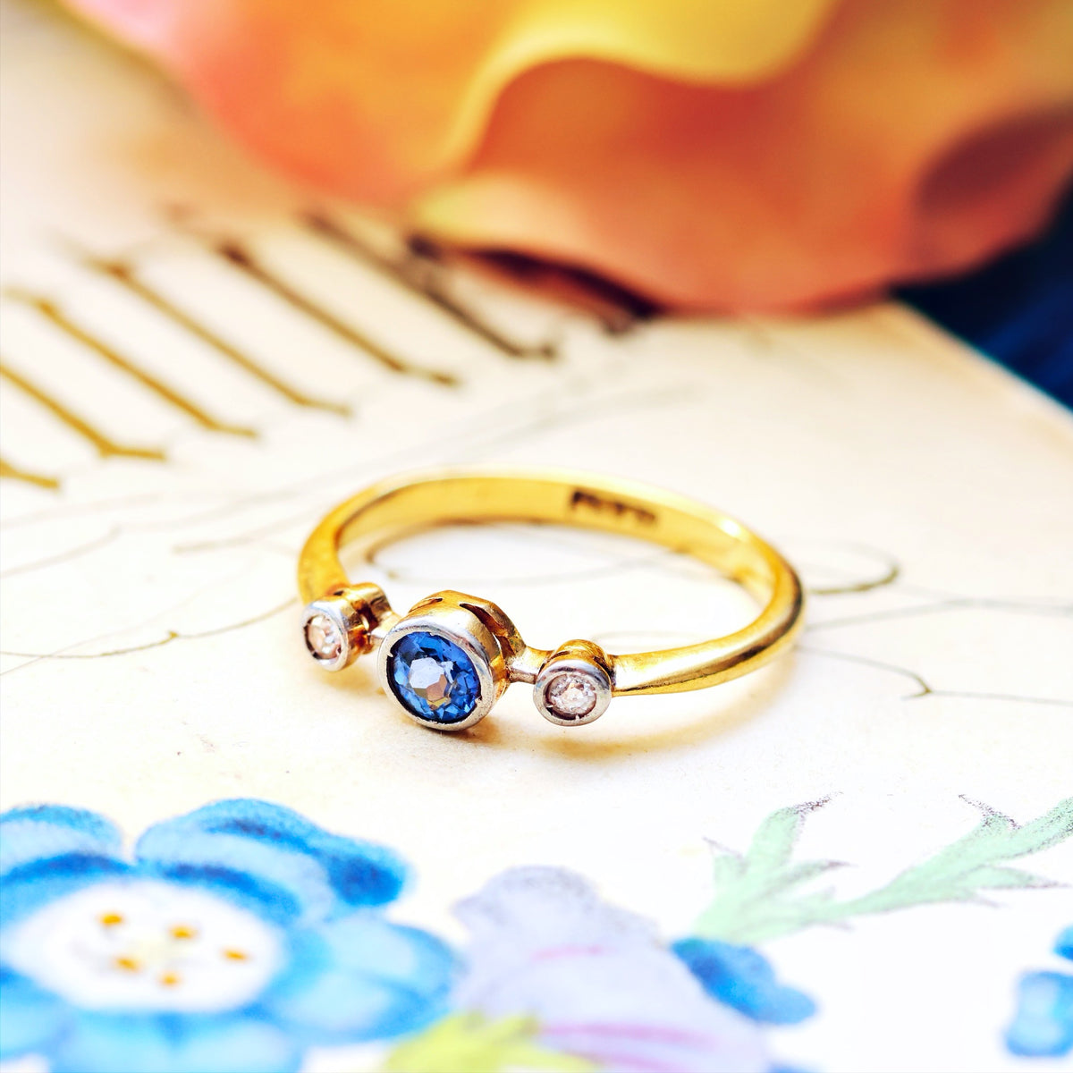 Vintage Lilac Sapphire & Diamond Ring