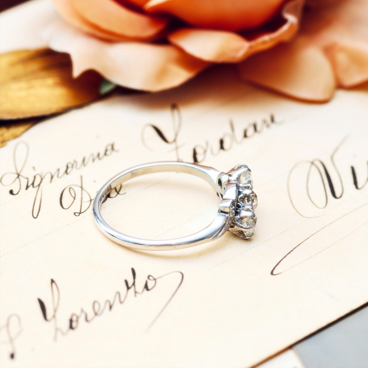Sensational Vintage Trilogy Diamond Engagement Ring