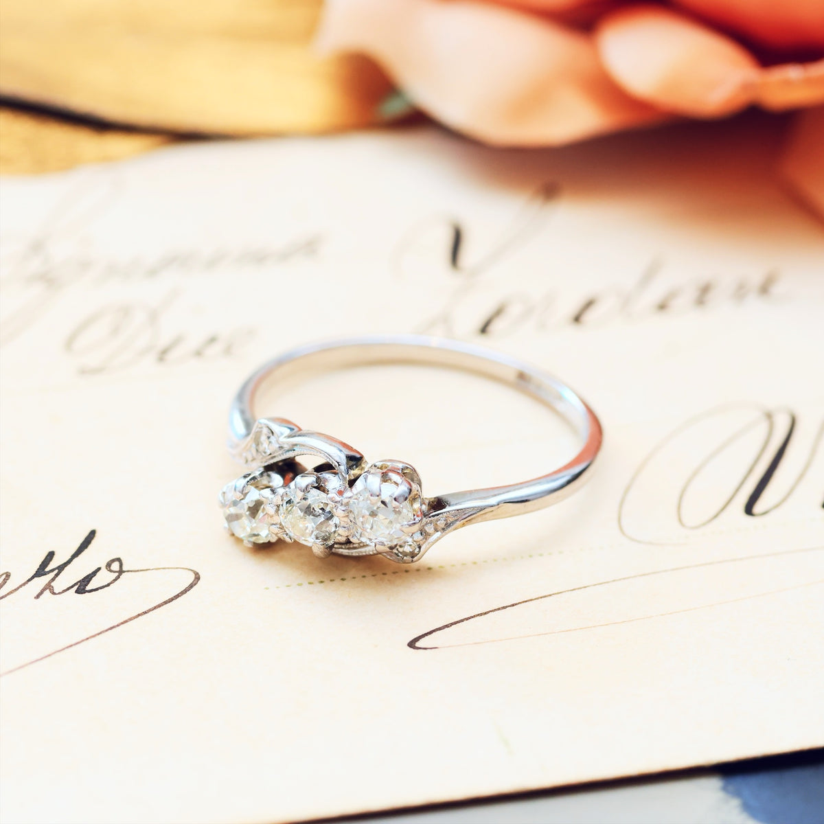 Sensational Vintage Trilogy Diamond Engagement Ring
