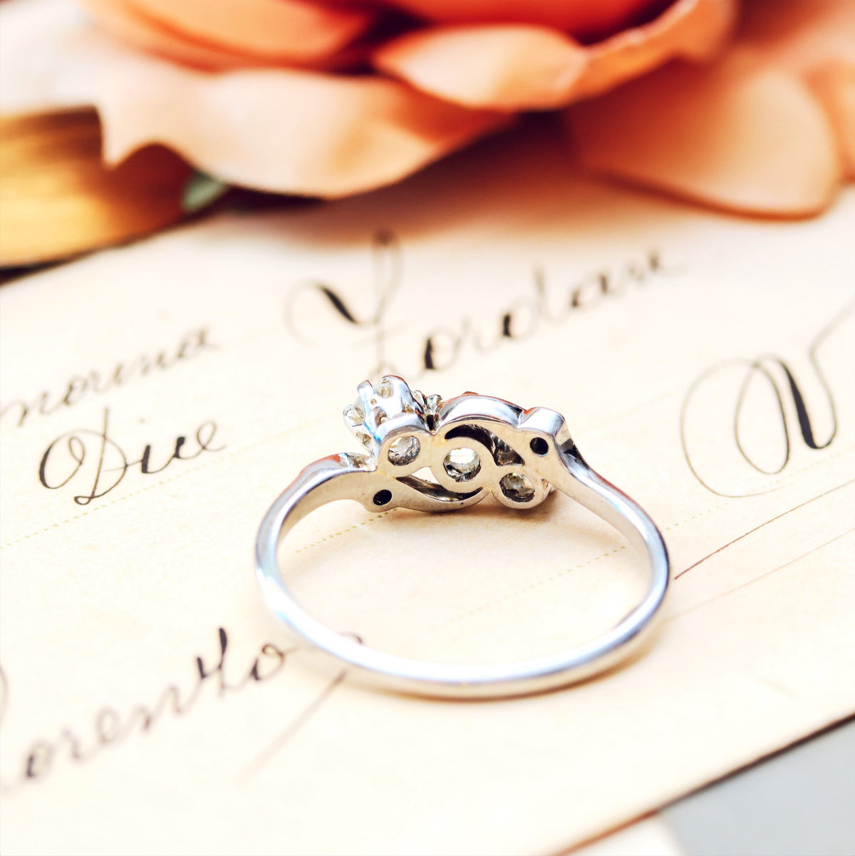 Sensational Vintage Trilogy Diamond Engagement Ring