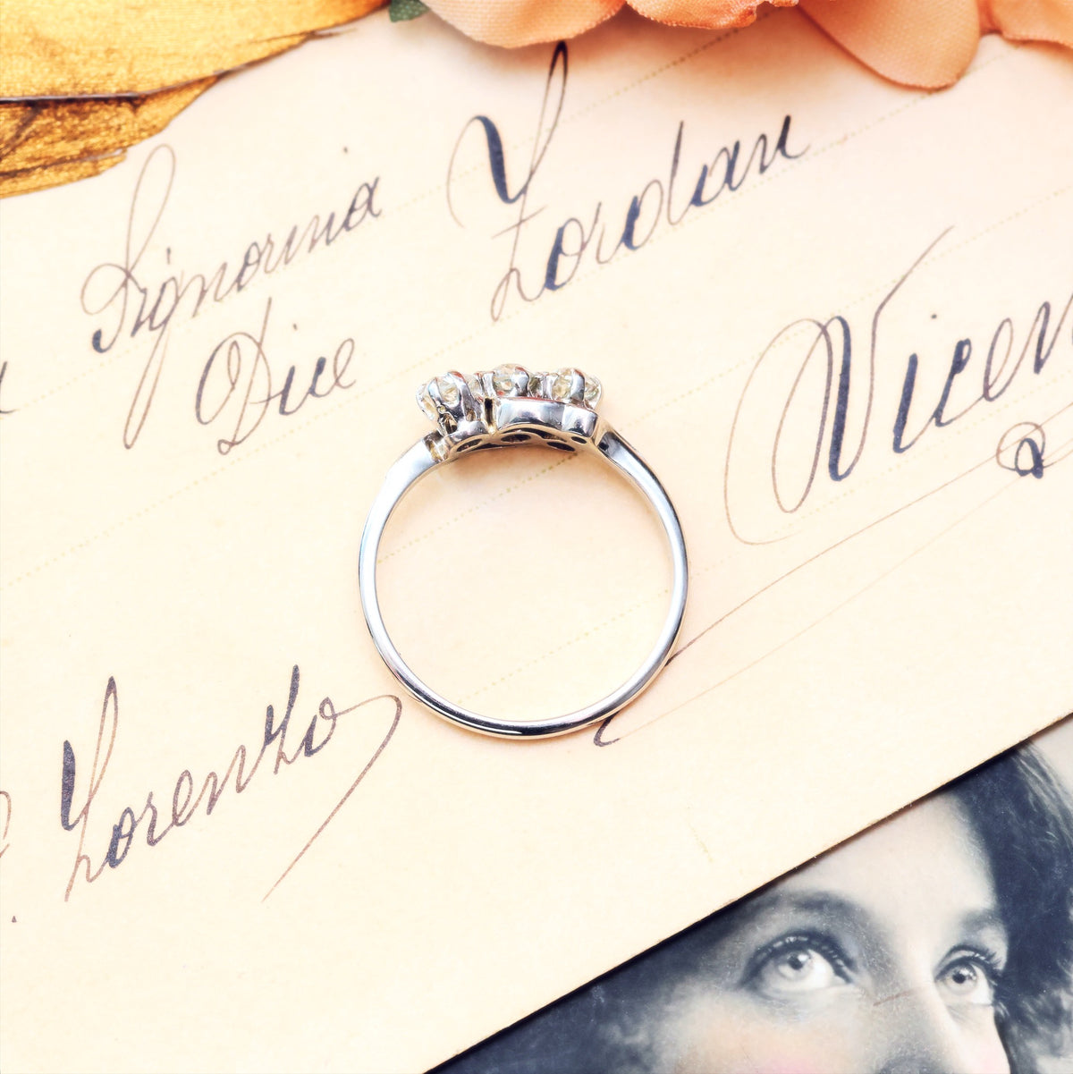 Sensational Vintage Trilogy Diamond Engagement Ring