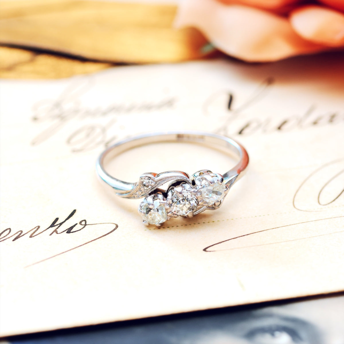 Sensational Vintage Trilogy Diamond Engagement Ring