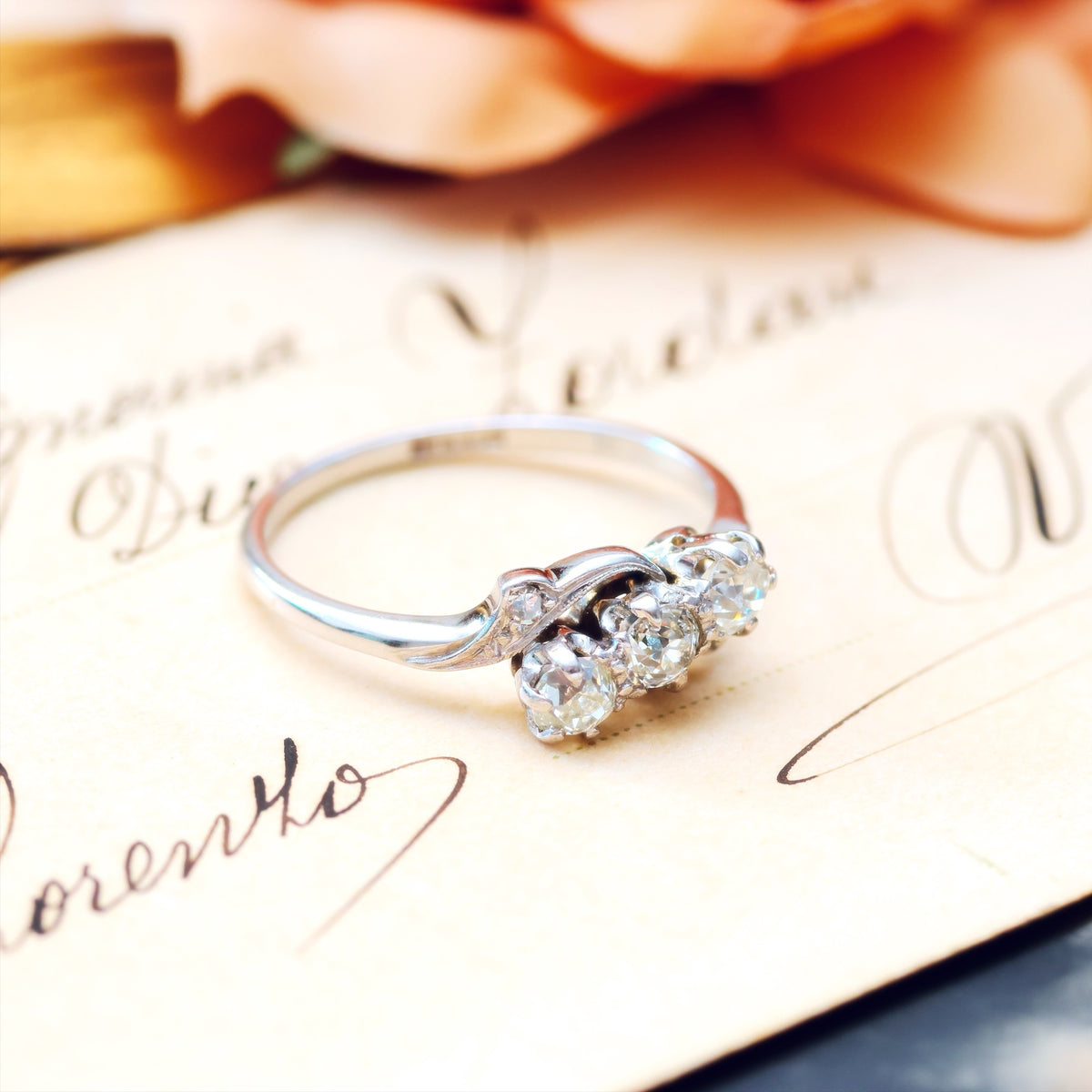 Sensational Vintage Trilogy Diamond Engagement Ring