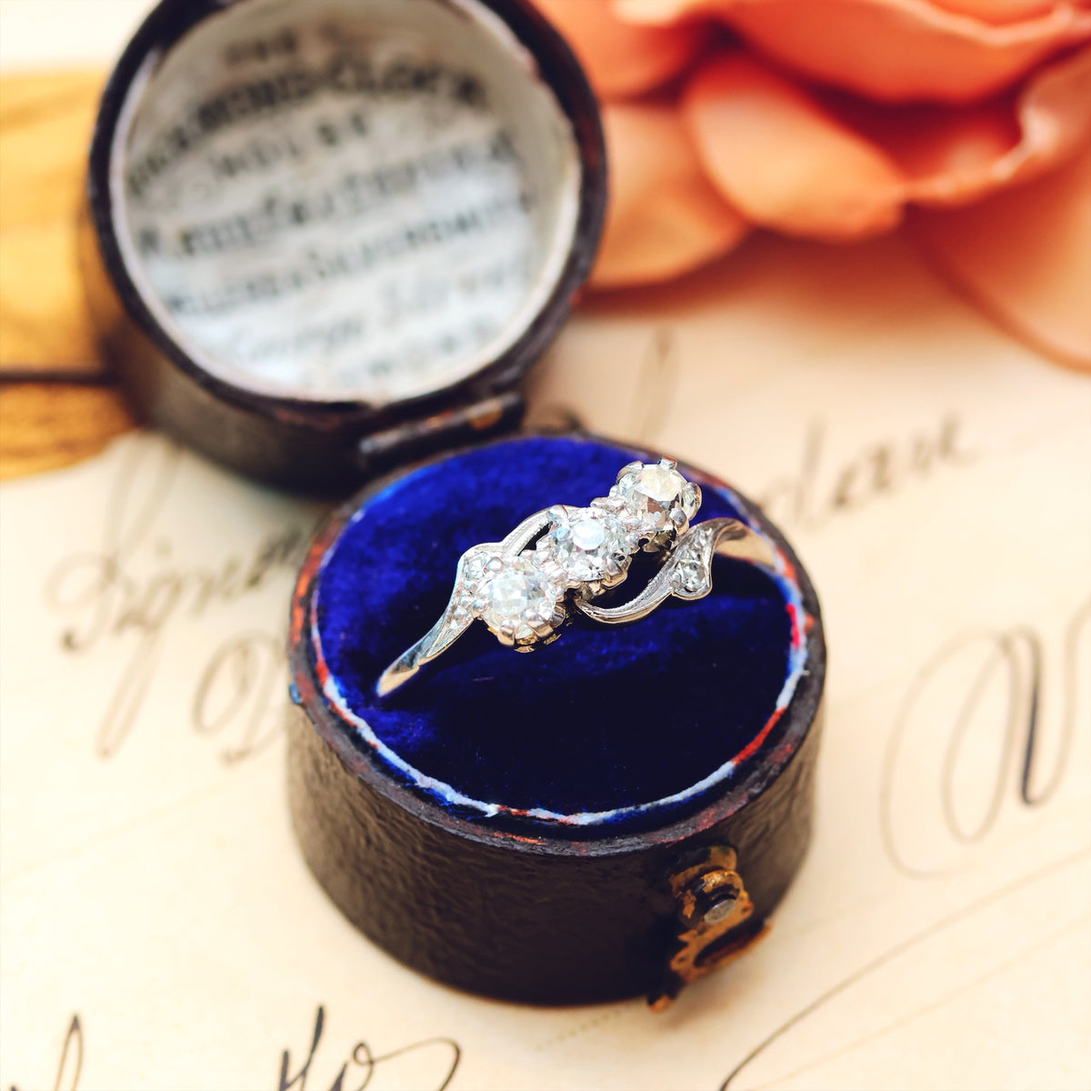 Vintage Trilogy Diamond Engagement Ring