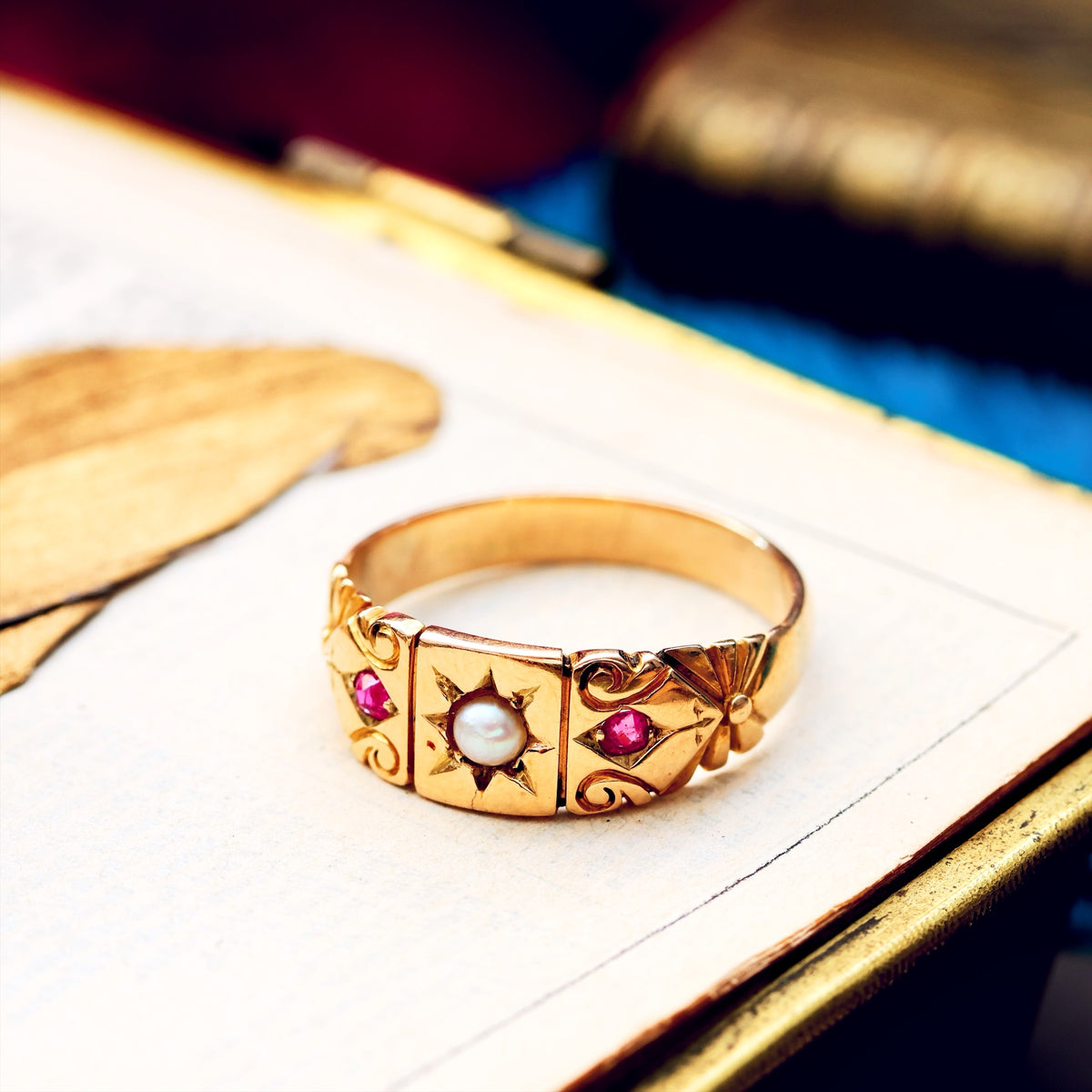 Antique Victorian Ruby & Pearl Ring