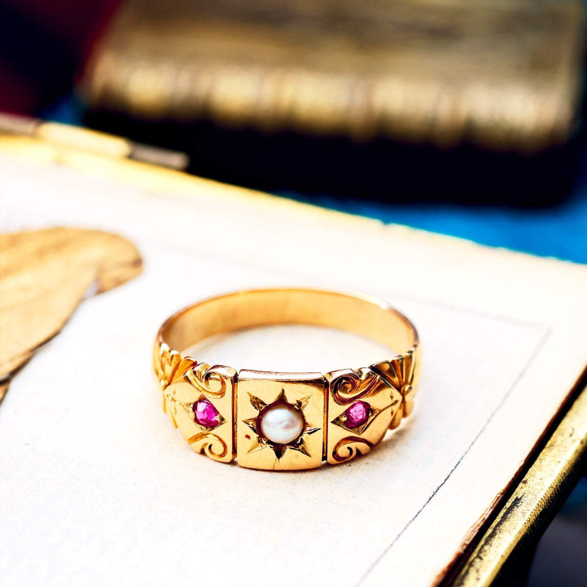 Antique Victorian Ruby & Pearl Ring