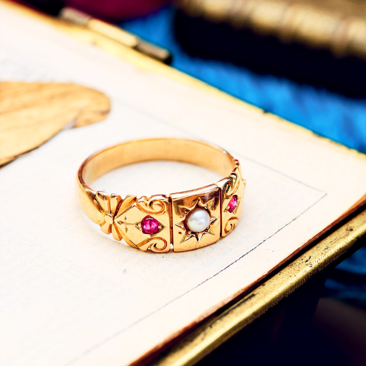 Antique Victorian Ruby & Pearl Ring