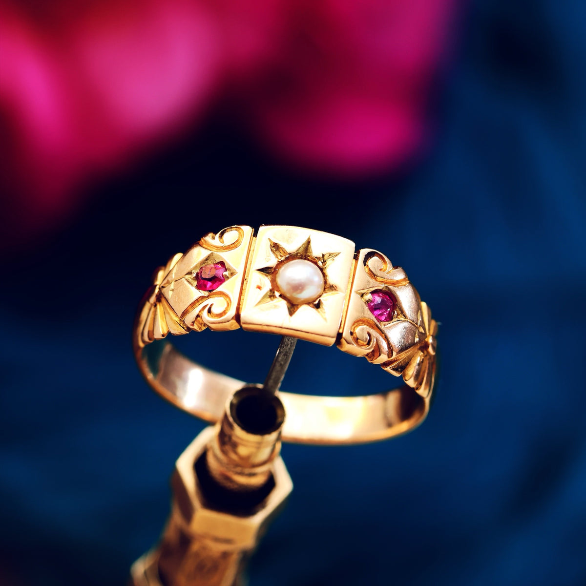 Antique Victorian Ruby & Pearl Ring